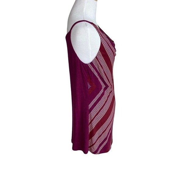 CABI Style #3084 Maroon Geometric Printed Drape Neck Tank Top Sz Small - Picture 4 of 7